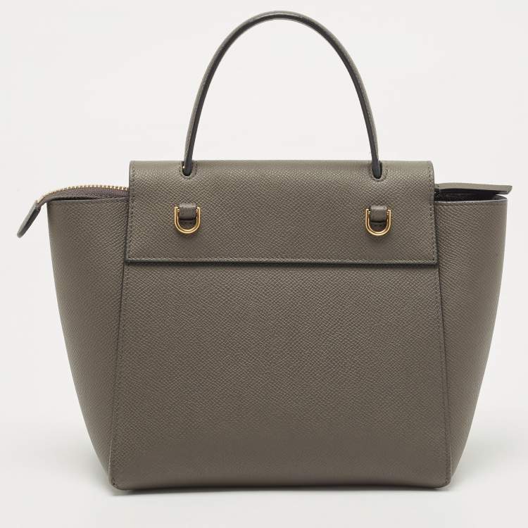 Pre Owned Celine Grey Leather Nano Belt Top Handle Bag
