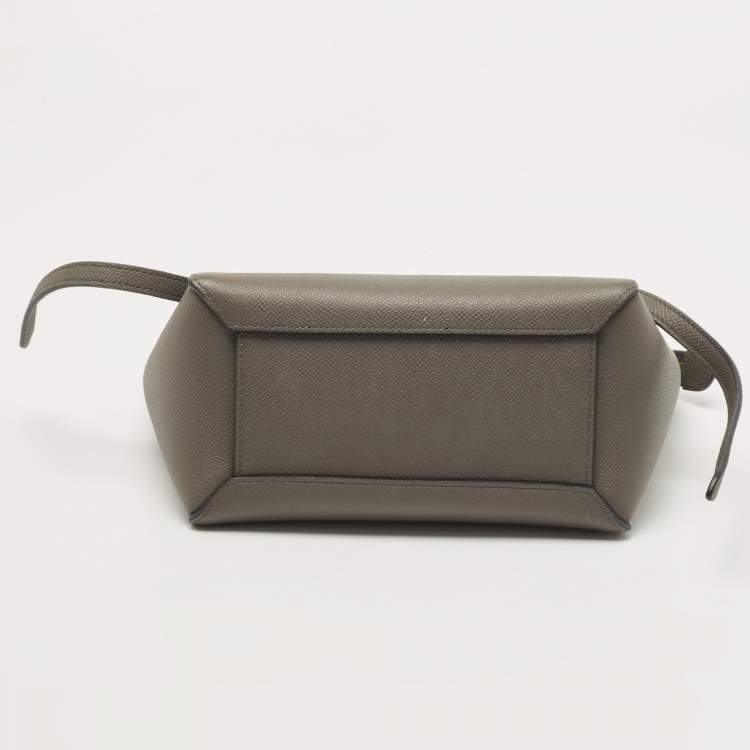Pre Owned Celine Grey Leather Nano Belt Top Handle Bag