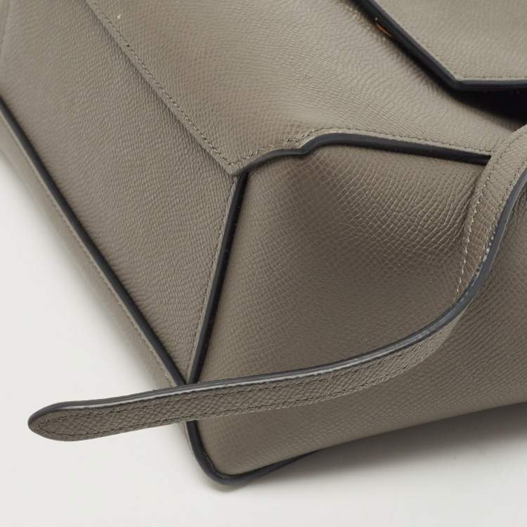 Pre Owned Celine Grey Leather Nano Belt Top Handle Bag