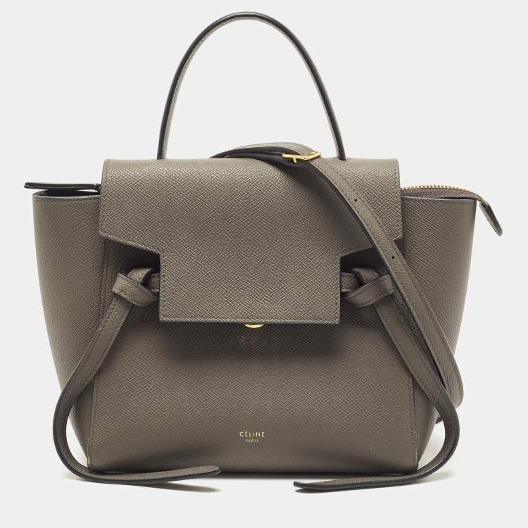 Pre Owned Celine Grey Leather Nano Belt Top Handle Bag