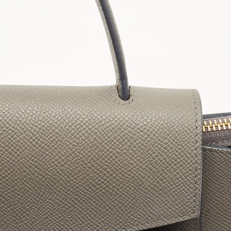Pre Owned Celine Grey Leather Nano Belt Top Handle Bag