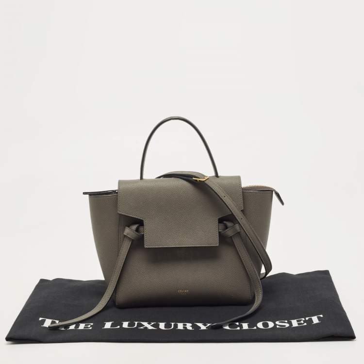 Pre Owned Celine Grey Leather Nano Belt Top Handle Bag