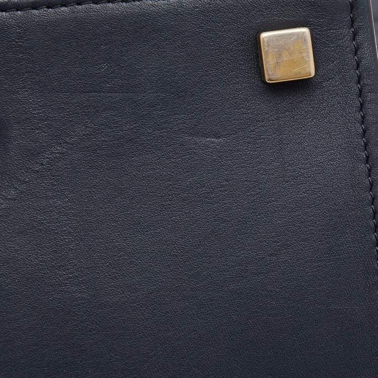 Pre Owned Celine Navy Blue Croc Embossed Leather Medium Phantom Luggage Tote