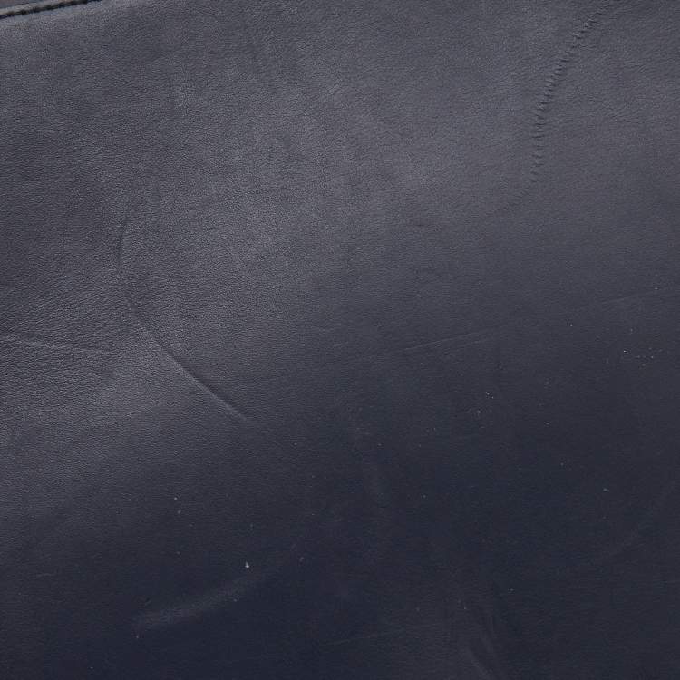 Pre Owned Celine Navy Blue Croc Embossed Leather Medium Phantom Luggage Tote