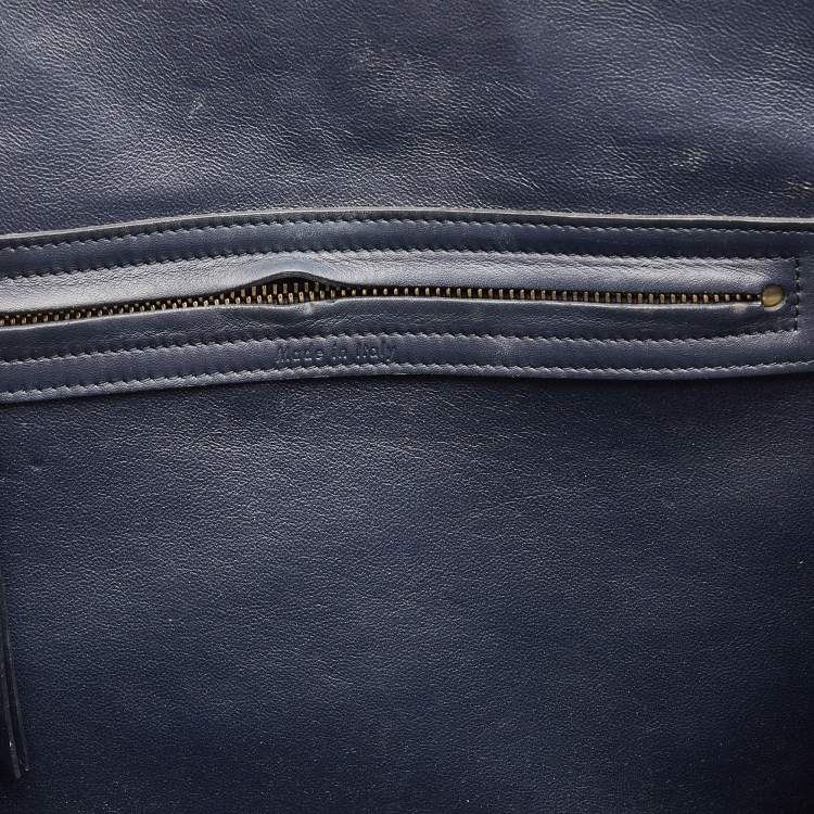 Pre Owned Celine Navy Blue Croc Embossed Leather Medium Phantom Luggage Tote