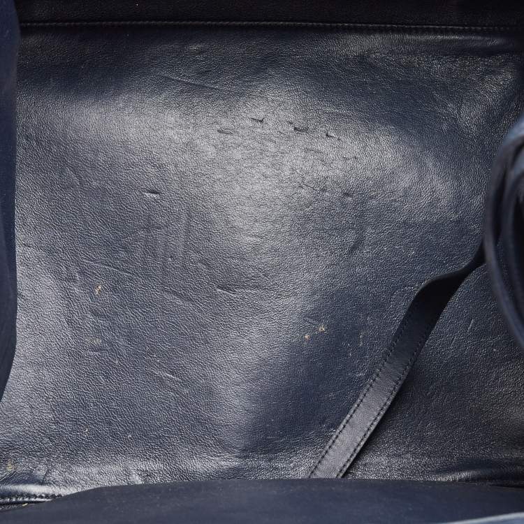 Pre Owned Celine Navy Blue Croc Embossed Leather Medium Phantom Luggage Tote