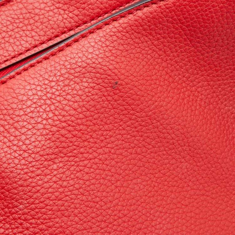 Pre Owned Celine Red Leather and Suede Medium Trapeze Bag