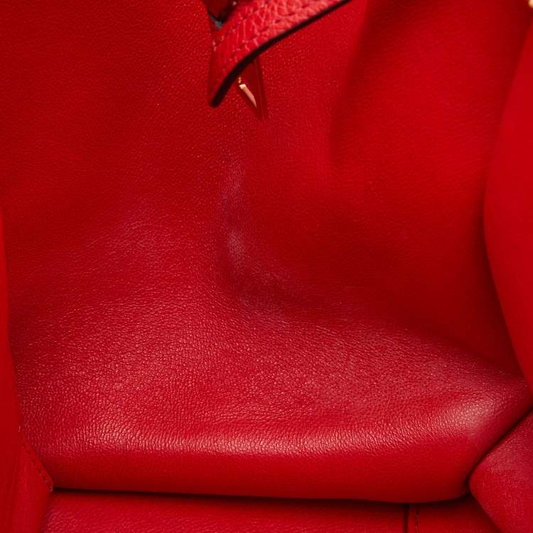 Pre Owned Celine Red Leather and Suede Medium Trapeze Bag