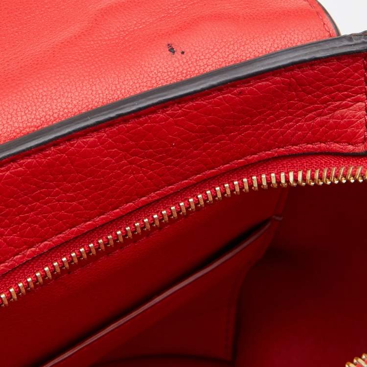 Pre Owned Celine Red Leather and Suede Medium Trapeze Bag
