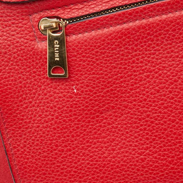 Pre Owned Celine Red Leather and Suede Medium Trapeze Bag