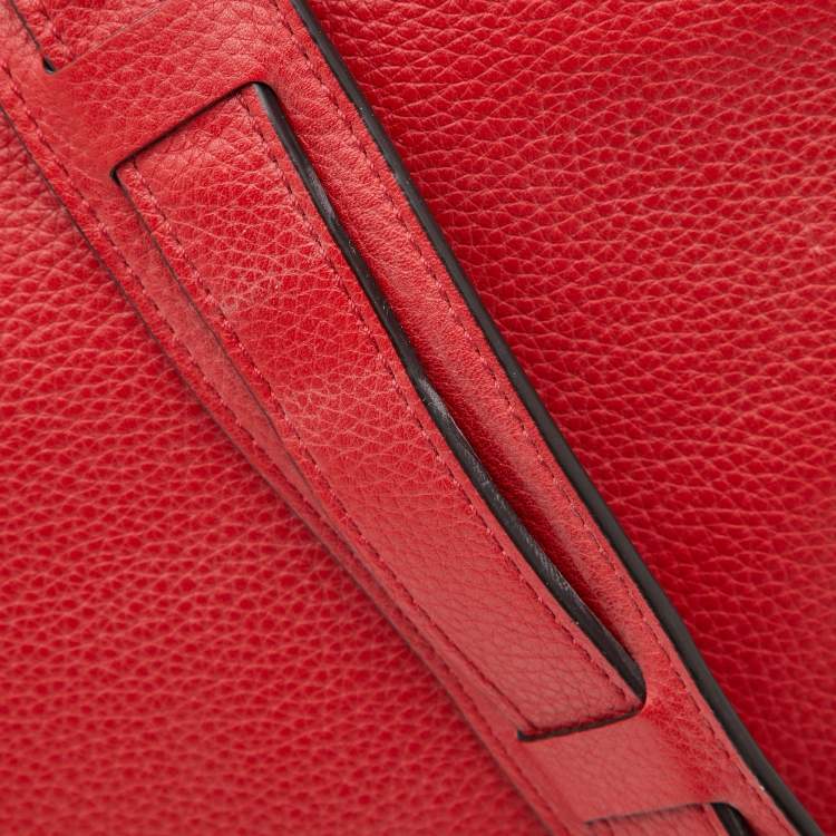 Pre Owned Celine Red Leather and Suede Medium Trapeze Bag