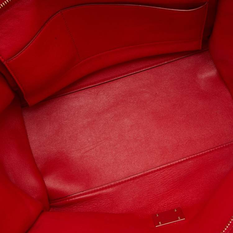 Pre Owned Celine Red Leather and Suede Medium Trapeze Bag