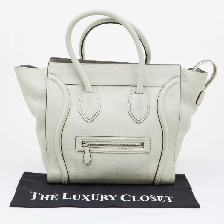 Pre Owned Celine Off White Leather Mini Luggage Tote
