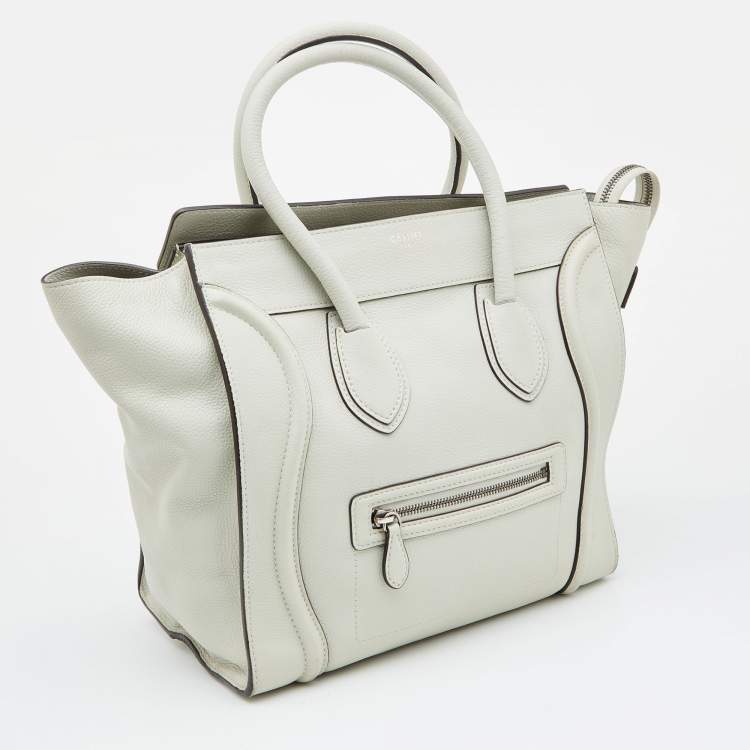 Pre Owned Celine Off White Leather Mini Luggage Tote