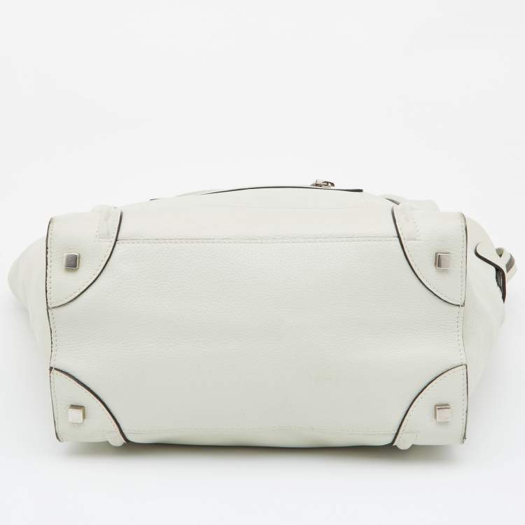 Pre Owned Celine Off White Leather Mini Luggage Tote