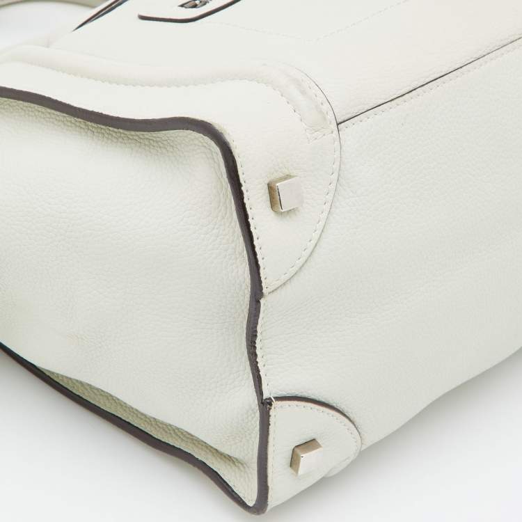 Pre Owned Celine Off White Leather Mini Luggage Tote