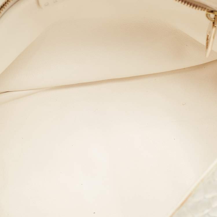 Pre Owned Celine Off White Python Flap Crossbody Bag