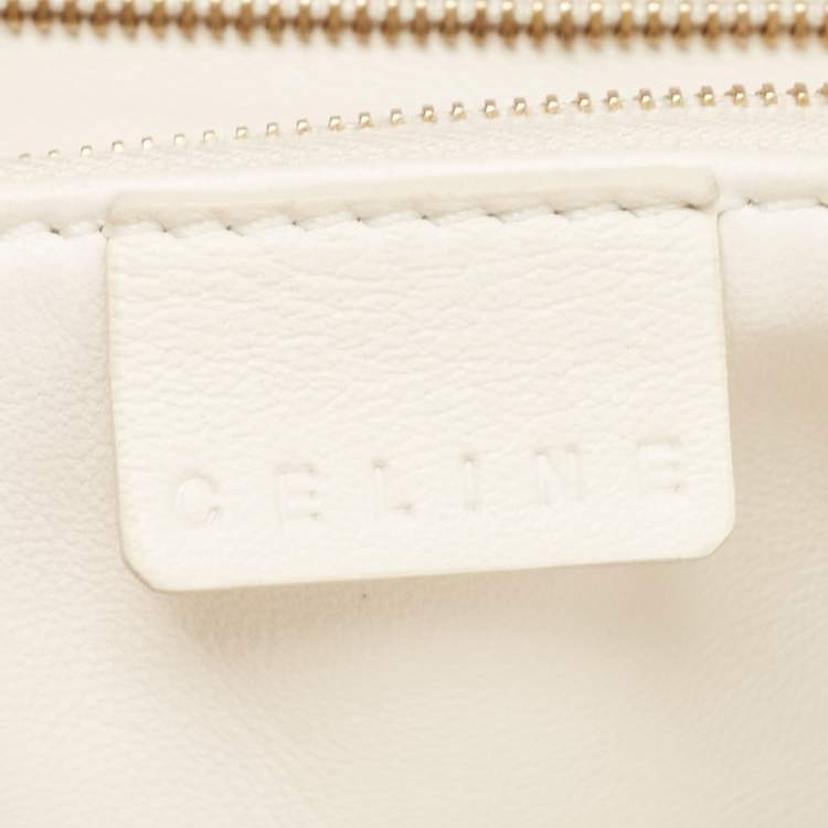 Pre Owned Celine Off White Python Flap Crossbody Bag