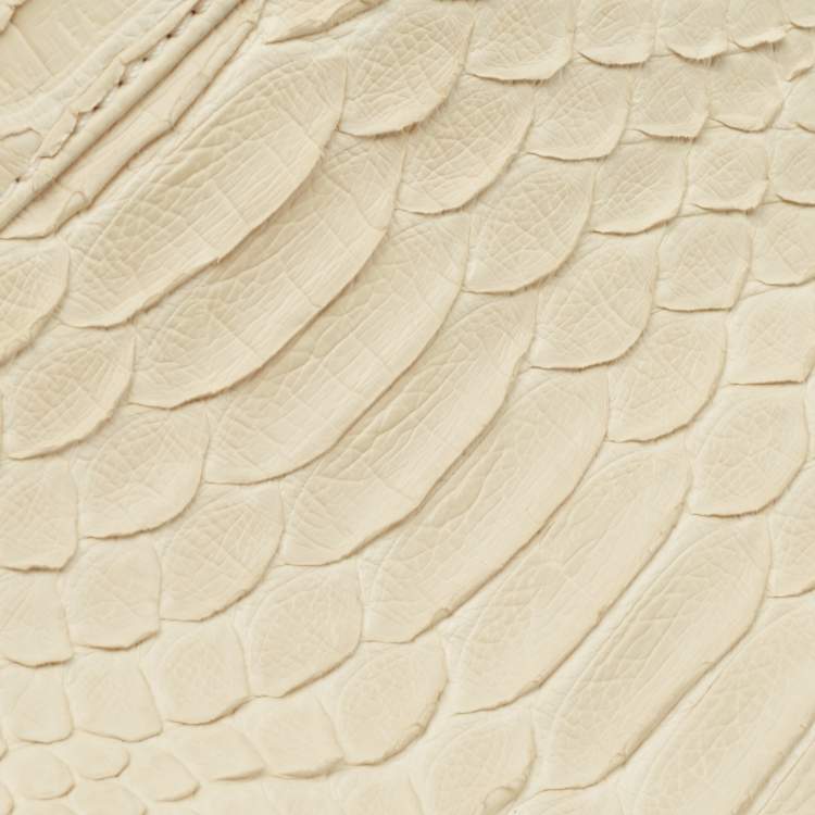 Pre Owned Celine Off White Python Flap Crossbody Bag