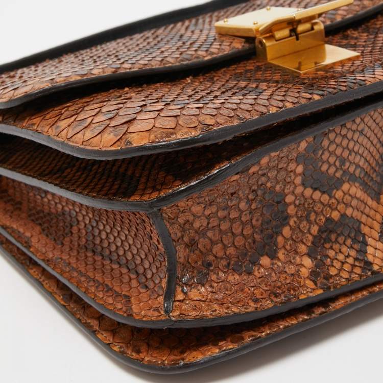مملوكة مسبقًا Celine Brown Python Medium Classic Box Shoulder Bag