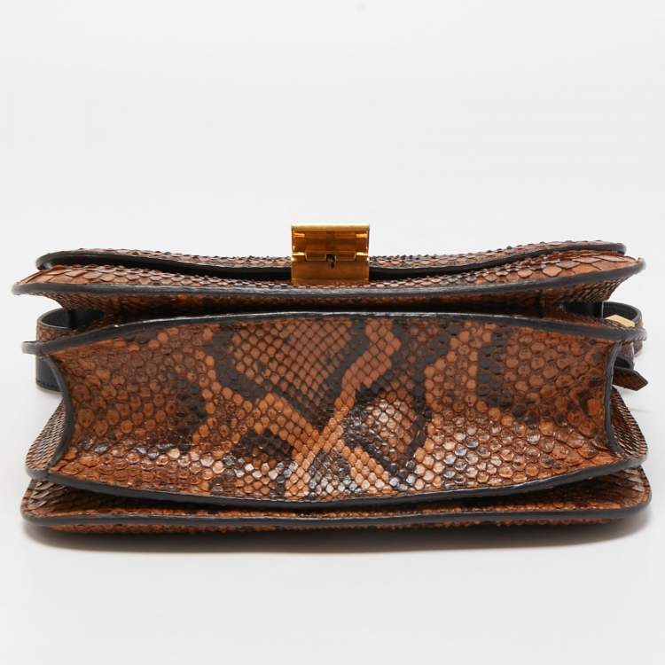 مملوكة مسبقًا Celine Brown Python Medium Classic Box Shoulder Bag