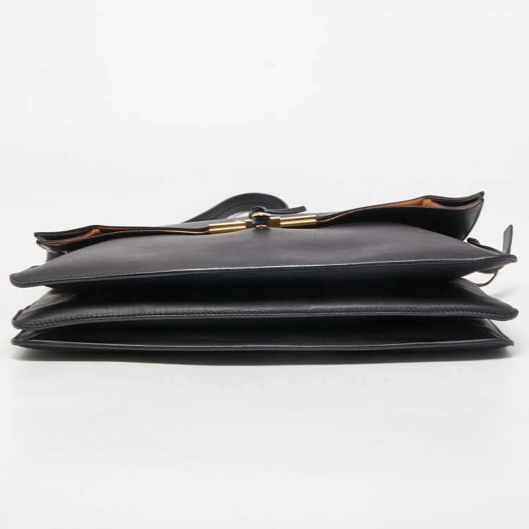 Pre Owned Celine Black Leather Clasp Flap Shoulder Bag