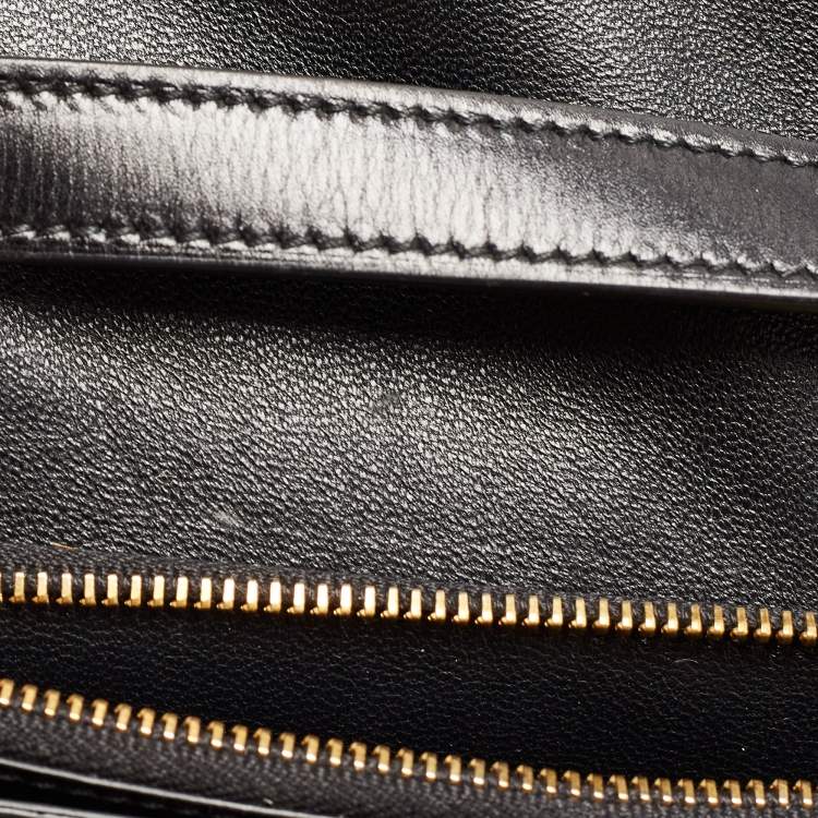 Pre Owned Celine Black/Beige Python and Leather Medium Classic Box Shoulder Bag