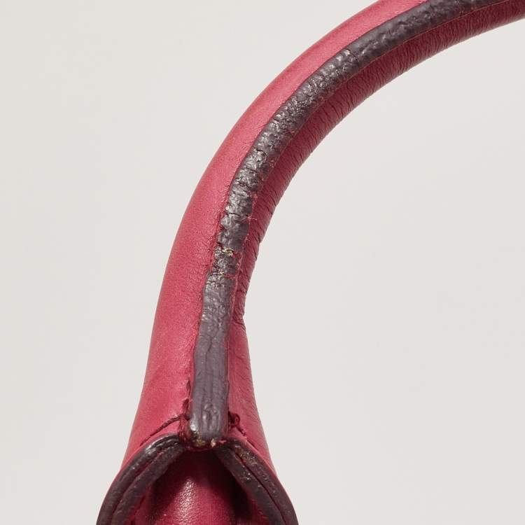 Pre Owned Celine Fuchsia Leather Front Pocket Satchel