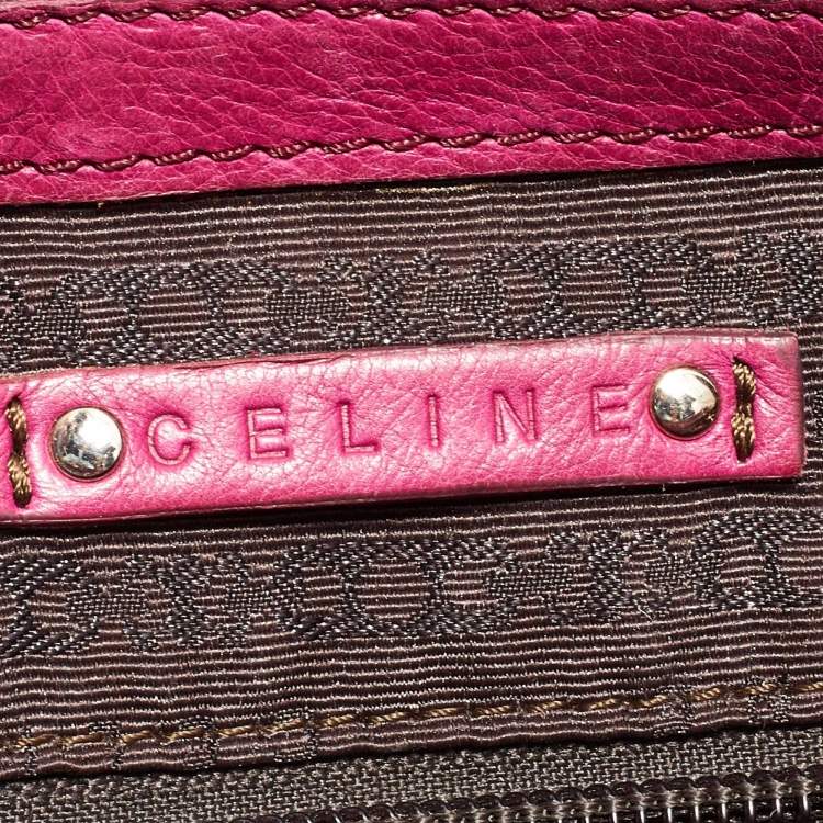 Pre Owned Celine Fuchsia Leather Front Pocket Satchel