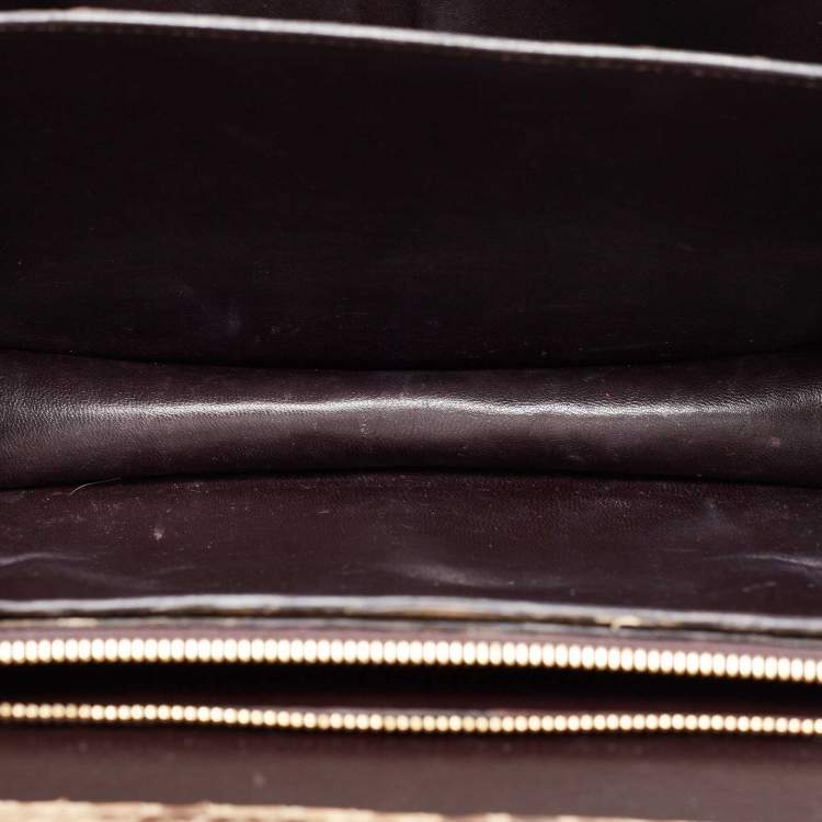 Pre Owned Celine Beige/Grey Python Medium Classic Box Shoulder Bag