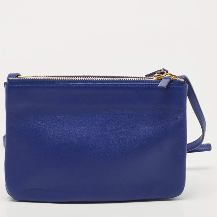 Pre Owned Celine Blue Leather Trio Crossbody Bag