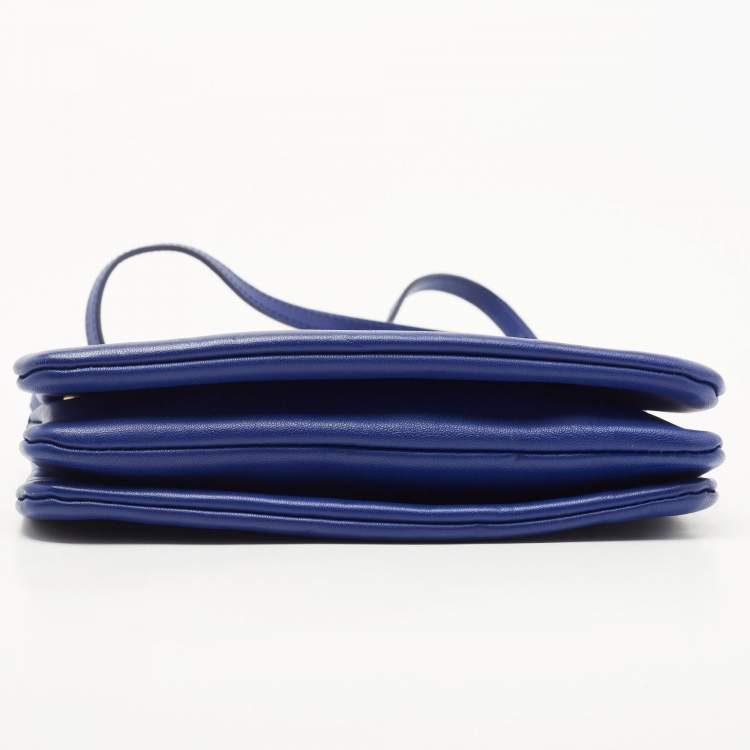 Pre Owned Celine Blue Leather Trio Crossbody Bag