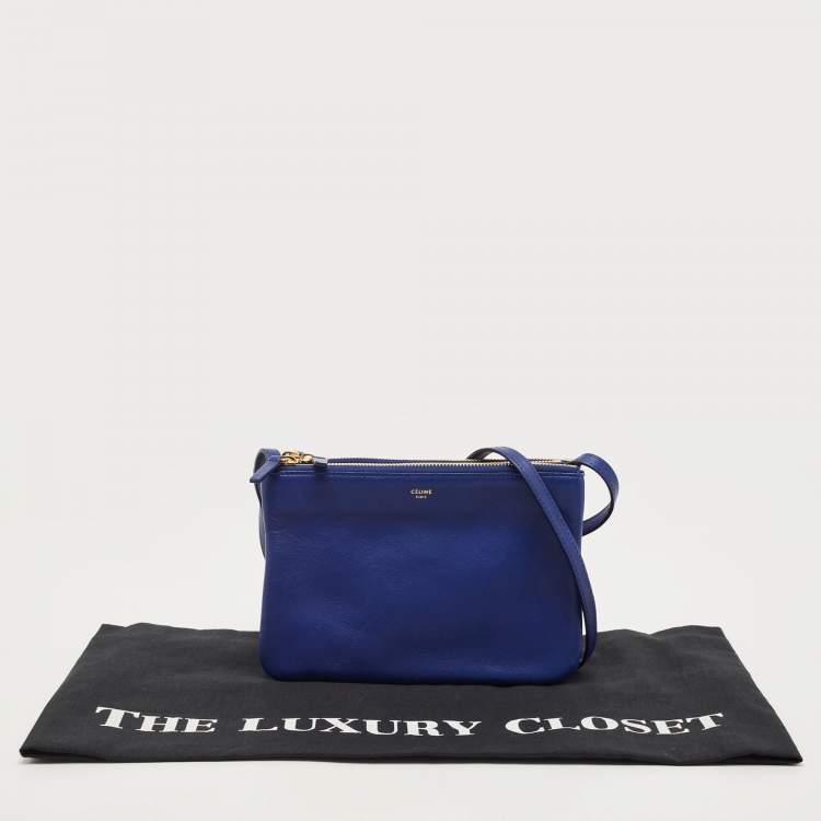 Pre Owned Celine Blue Leather Trio Crossbody Bag