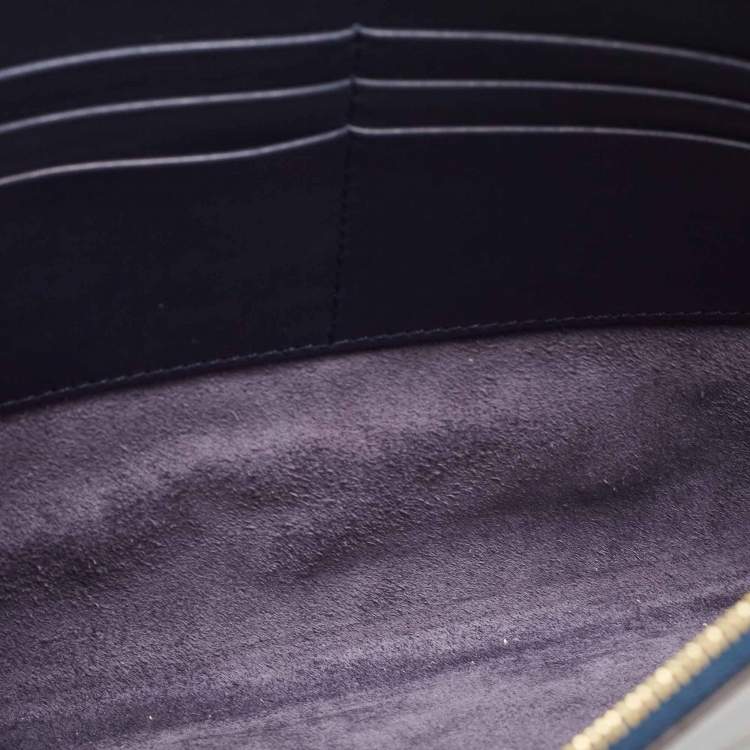 Pre Owned Celine Navy Blue Leather Braided Zip Pouch