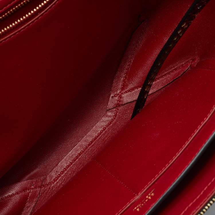 Pre Owned Celine Multicolour Python Tri Fold Chain Clutch 