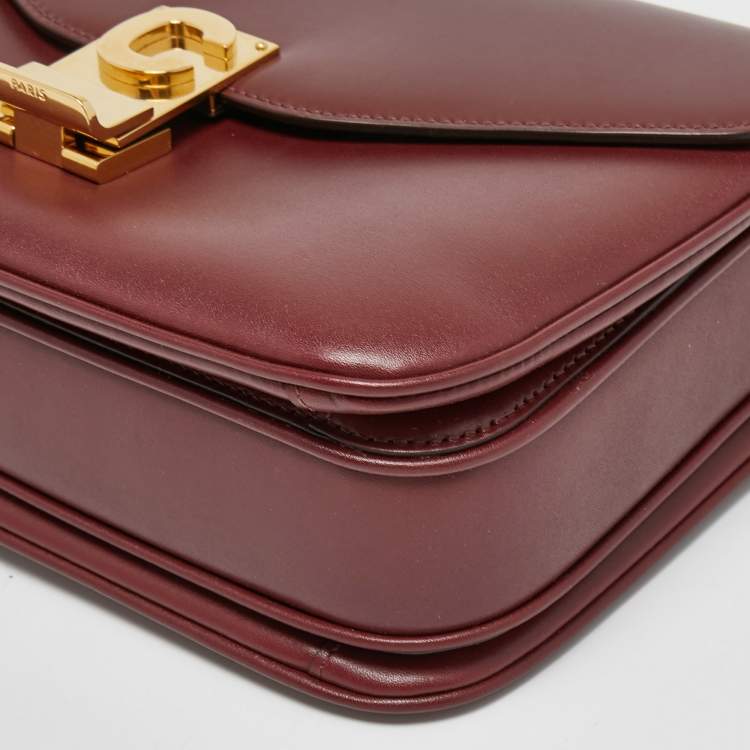 مملوكة مسبقًا Celine Burgundy Leather Medium C Shoulder Bag