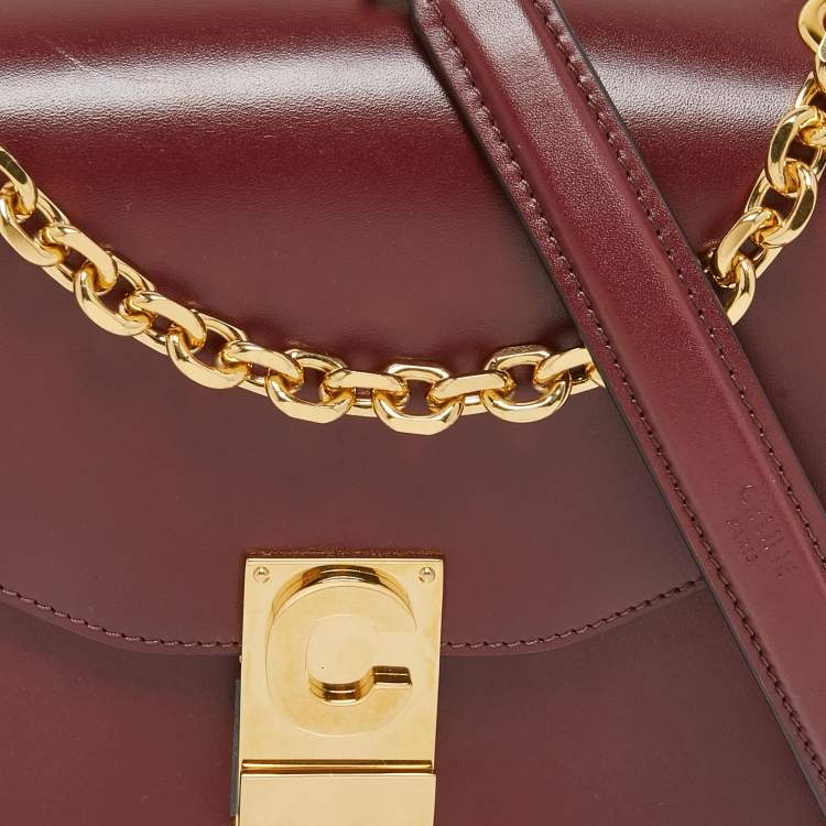 مملوكة مسبقًا Celine Burgundy Leather Medium C Shoulder Bag