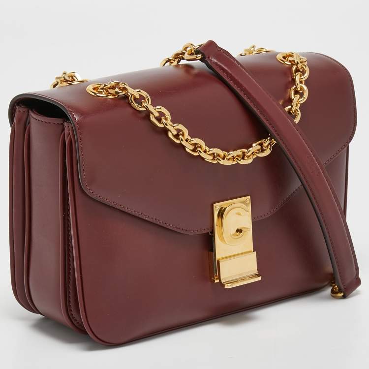 مملوكة مسبقًا Celine Burgundy Leather Medium C Shoulder Bag