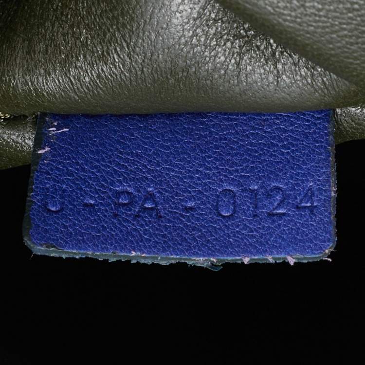 Pre Owned Celine Navy Blue Leather Lasercut Fringe Fold Over Clutch