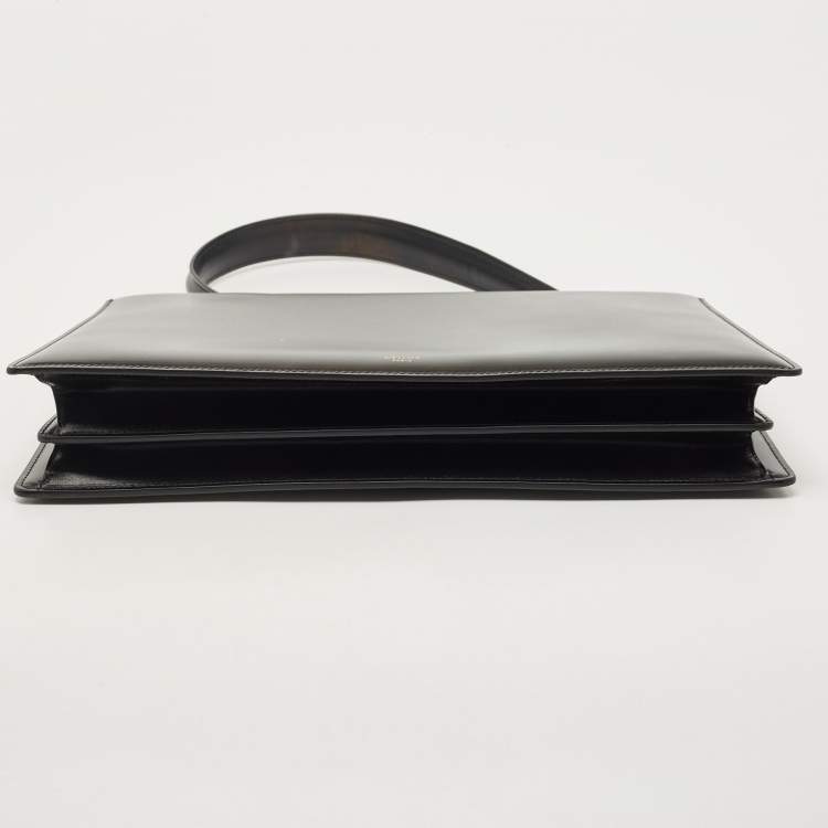 Pre Owned Celine Black Leather Medium Clasp Top Handle Bag