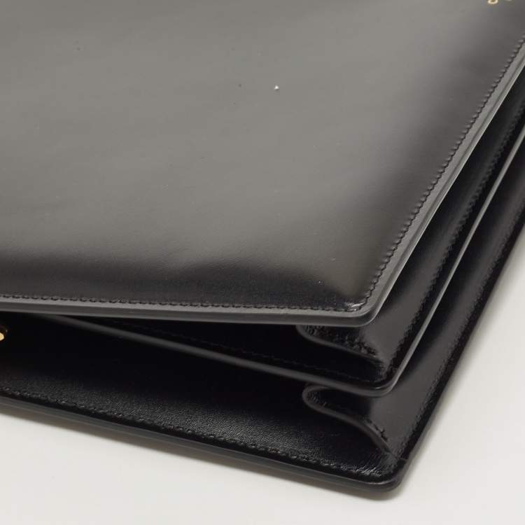 Pre Owned Celine Black Leather Medium Clasp Top Handle Bag