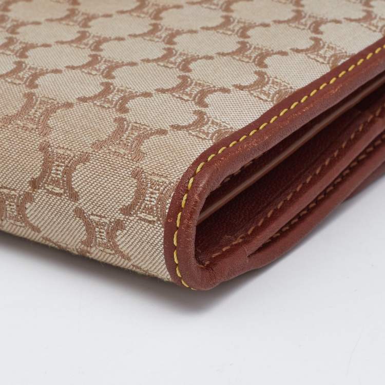 Pre Owned Celine Beige/Tan Macadam Canvas and Leather French Wallet