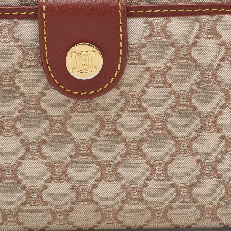 Pre Owned Celine Beige/Tan Macadam Canvas and Leather French Wallet