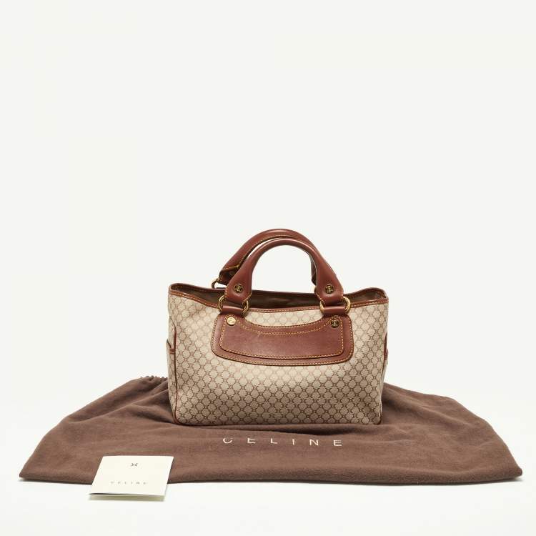 Pre Owned Celine Beige/Tan Macadam Canvas and Leather Boogie Tote