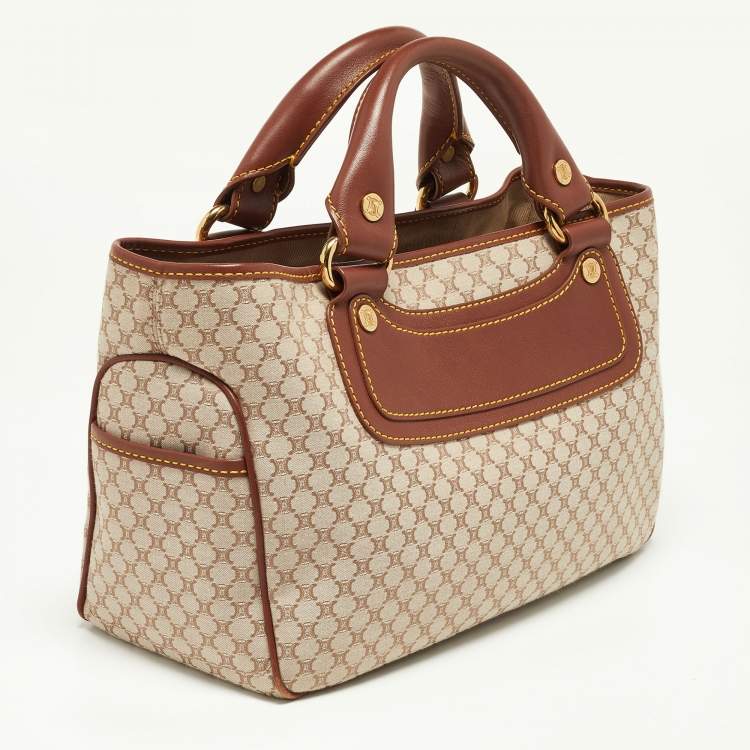 Pre Owned Celine Beige/Tan Macadam Canvas and Leather Boogie Tote