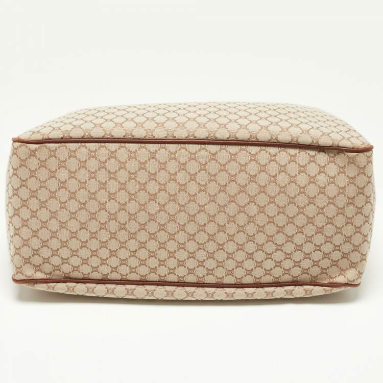 Pre Owned Celine Beige/Tan Macadam Canvas and Leather Boogie Tote