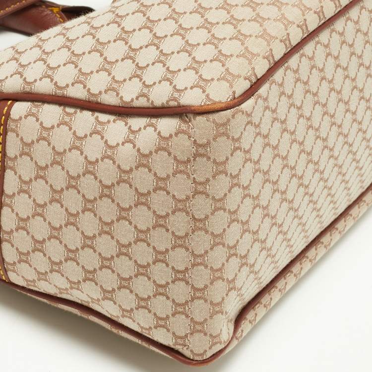 Pre Owned Celine Beige/Tan Macadam Canvas and Leather Boogie Tote