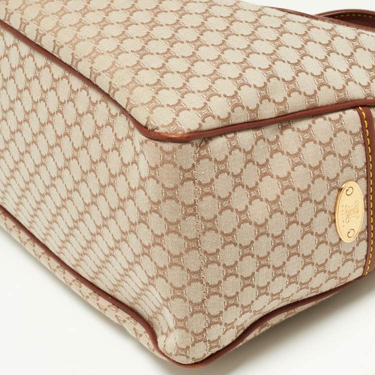 Pre Owned Celine Beige/Tan Macadam Canvas and Leather Boogie Tote