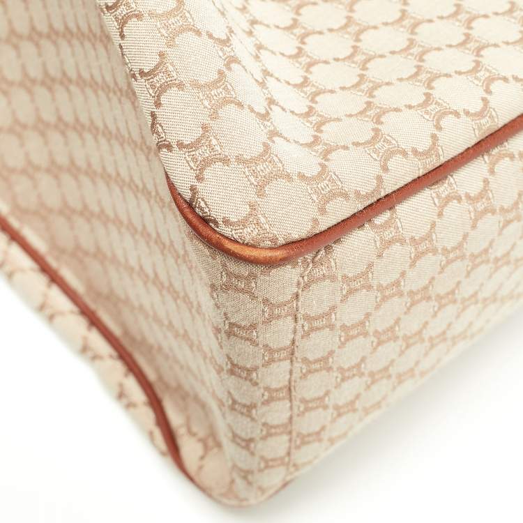 Pre Owned Celine Beige/Tan Macadam Canvas and Leather Boogie Tote