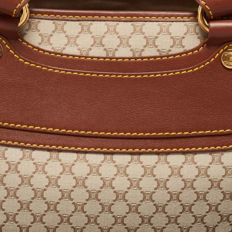 Pre Owned Celine Beige/Tan Macadam Canvas and Leather Boogie Tote